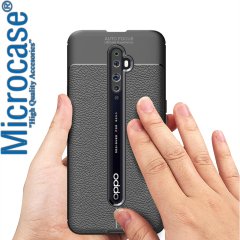 Microcase Redmi 9A Leather Tpu Silikon Kılıf - Siyah
