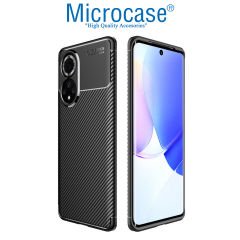 Microcase Honor 50 Maxy Serisi Carbon Fiber Silikon TPU Kılıf - Siyah