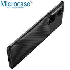 Microcase Honor 50 Maxy Serisi Carbon Fiber Silikon TPU Kılıf - Siyah