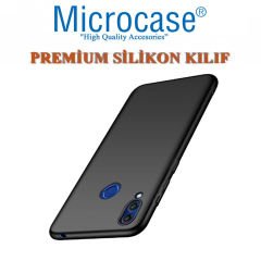 Microcase Huawei Honor 8C Premium Matte Silikon Kılıf - Siyah + Tam Kaplayan Çerçeveli Cam