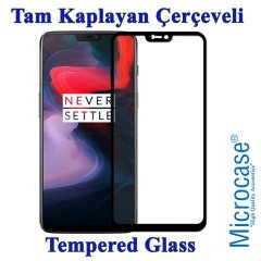 OnePlus 6 Tam Kaplayan Çerçeveli Tempered Ekran Koruyucu-SİYAH
