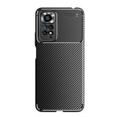 Microcase Xiaomi Redmi Note 11 Global Maxy Serisi Carbon Fiber Silikon TPU Kılıf - Siyah