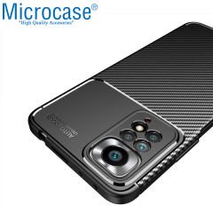 Microcase Xiaomi Redmi Note 11 Global Maxy Serisi Carbon Fiber Silikon TPU Kılıf - Siyah