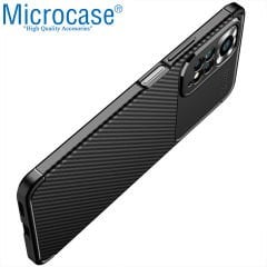 Microcase Xiaomi Redmi Note 11 Global Maxy Serisi Carbon Fiber Silikon TPU Kılıf - Siyah