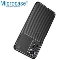 Microcase Xiaomi Redmi Note 11 Global Maxy Serisi Carbon Fiber Silikon TPU Kılıf - Siyah