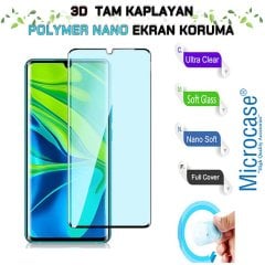Microcase Xiaomi Mi Note 10 3D Kavisli Tam Kaplayan Polymer Nano Ekran Koruma - Siyah