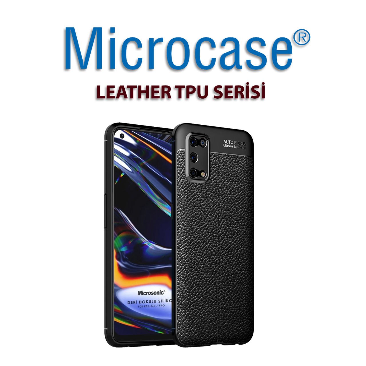 Microcase Realme 7 Pro Leather Tpu Silikon Kılıf - Siyah