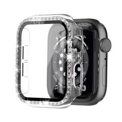 Microcase Apple Watch 7 41mm Elmas Taş Camlı Rubber Kılıf -Şeffaf