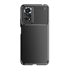 Microcase Xiaomi Redmi Note 11S 4G Maxy Serisi Carbon Fiber Silikon TPU Kılıf - Siyah