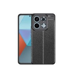 Microcase Xiaomi Redmi Note 13 / Note 13 Pro 5G Global Leather Serisi Deri Efekt Silikon Kılıf - Siyah AL3337