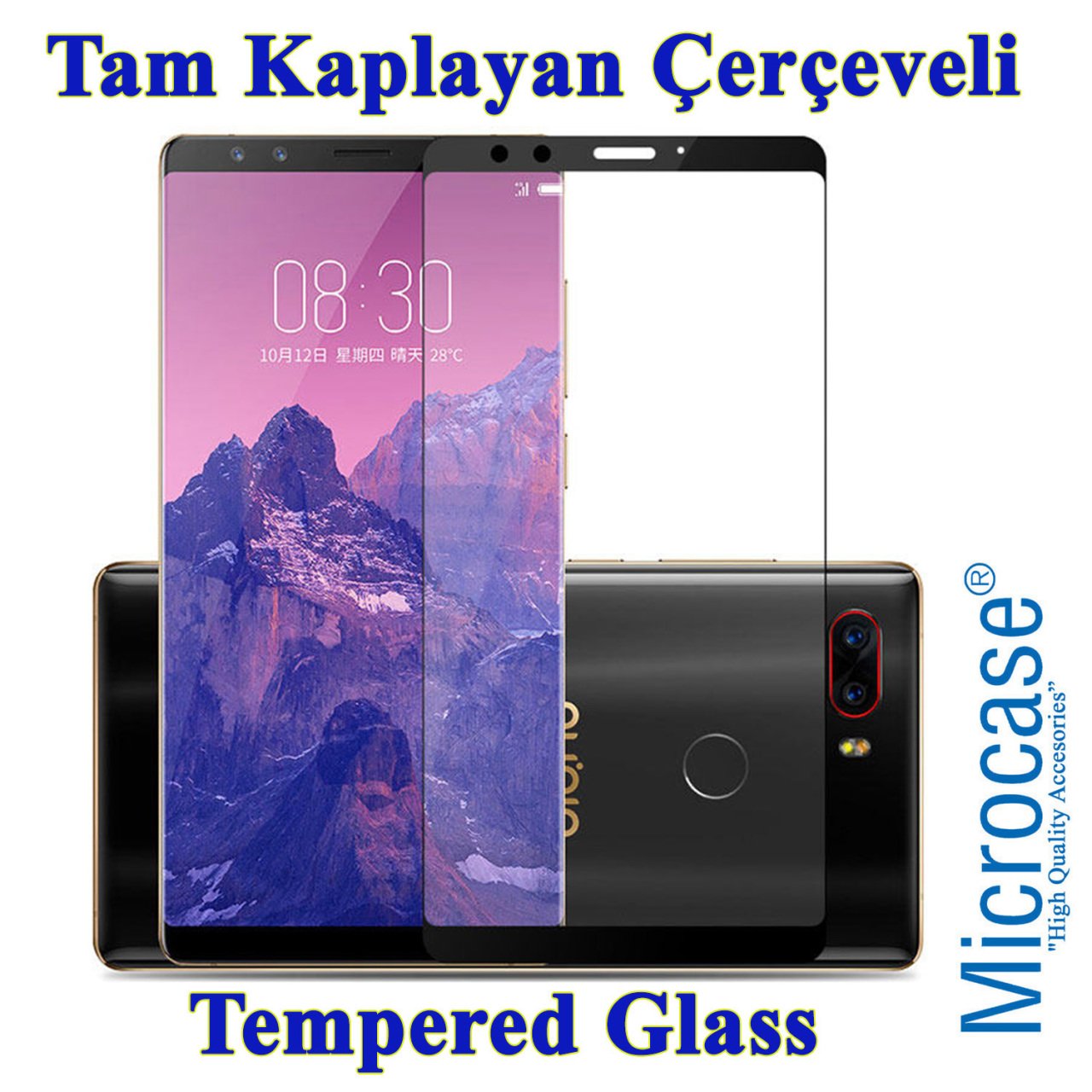 ZTE Nubia Z17s Tam Kaplayan Çerçeveli Tempered Ekran Koruyucu-SİY