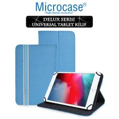 Microcase iPad Mini 5 2019 Delüx Serisi Universal Standlı Deri Kılıf - Turkuaz + Tempered Glass Cam Koruma