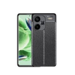 Microcase Xiaomi Redmi Note 13 Pro Plus Global Leather Serisi Deri Efekt Silikon Kılıf - Siyah AL3337