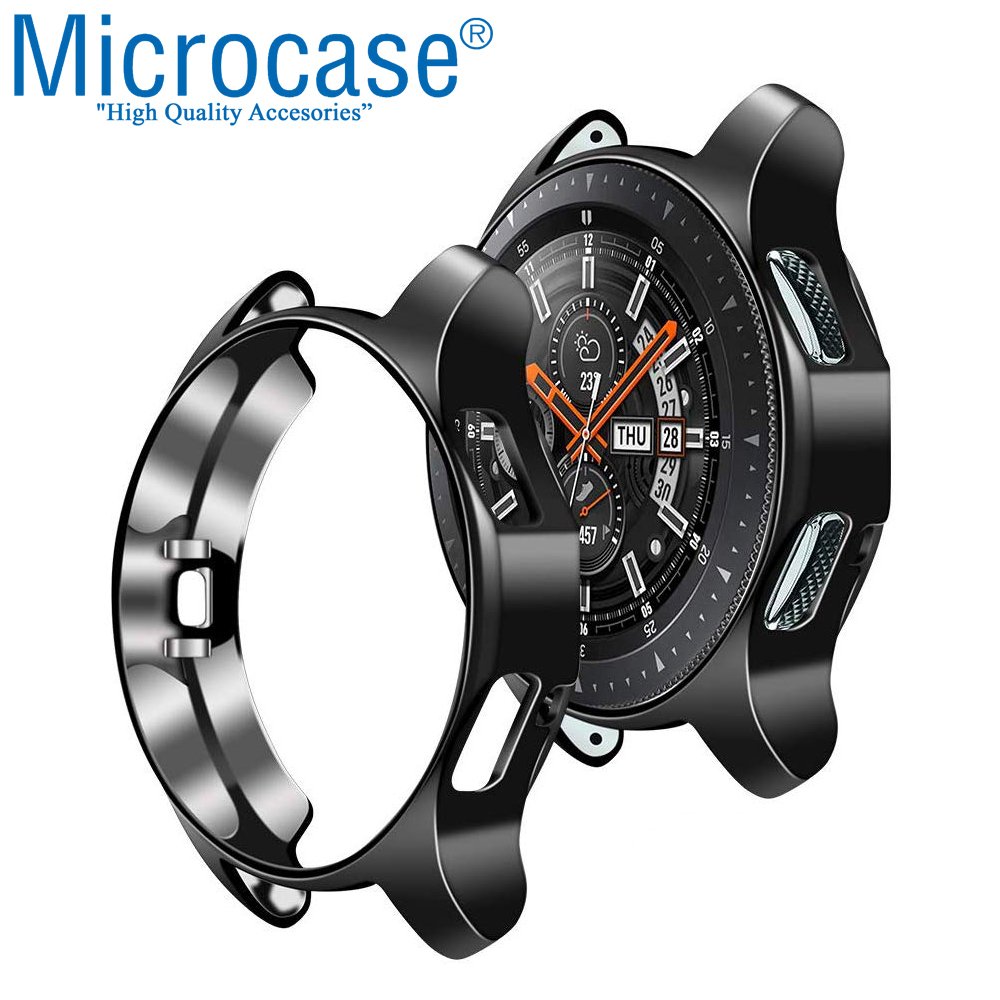 Microcase Samsung Galaxy Gear S4 46 mm Önü Açık Tasarım Silikon Kılıf - Siyah