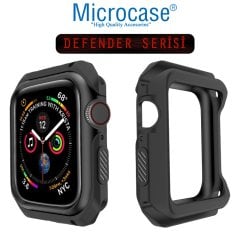 Microcase Apple Watch Serie 4 - 5 40 mm Defender Serisi Silikon Kılıf - Siyah MC1401