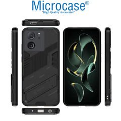 Microcase Xiaomi 13T / 13T Pro / K60 Ultra Matrix Serisi Armor Standlı Perfect Koruma Kılıf - Siyah AL3416