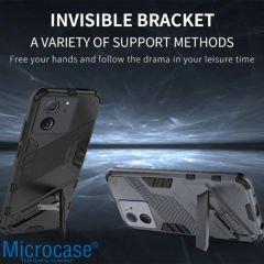 Microcase Xiaomi 13T / 13T Pro / K60 Ultra Matrix Serisi Armor Standlı Perfect Koruma Kılıf - Siyah AL3416