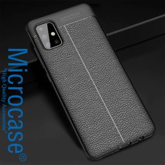 Microcase Samsung Galaxy A71 Leather Tpu Silikon Kılıf - Siyah
