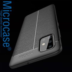 Microcase Samsung Galaxy A71 Leather Tpu Silikon Kılıf - Siyah