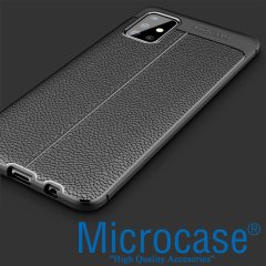 Microcase Samsung Galaxy A71 Leather Tpu Silikon Kılıf - Siyah