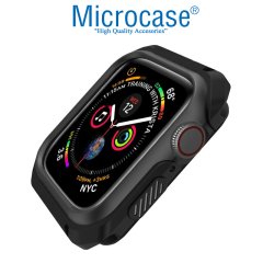 Microcase Apple Watch Serie 4 - 5 40 mm Defender Serisi Silikon Kılıf - Siyah MC1401