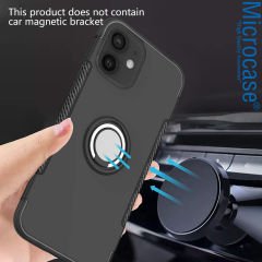 Microcase iPhone 12 Yüzük Standlı Armor Silikon Kılıf - Siyah