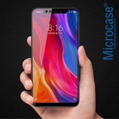 Xiaomi Mi 8 Tam Kaplayan Çerçeveli Tempered Ekran Koruyucu-SİYAH