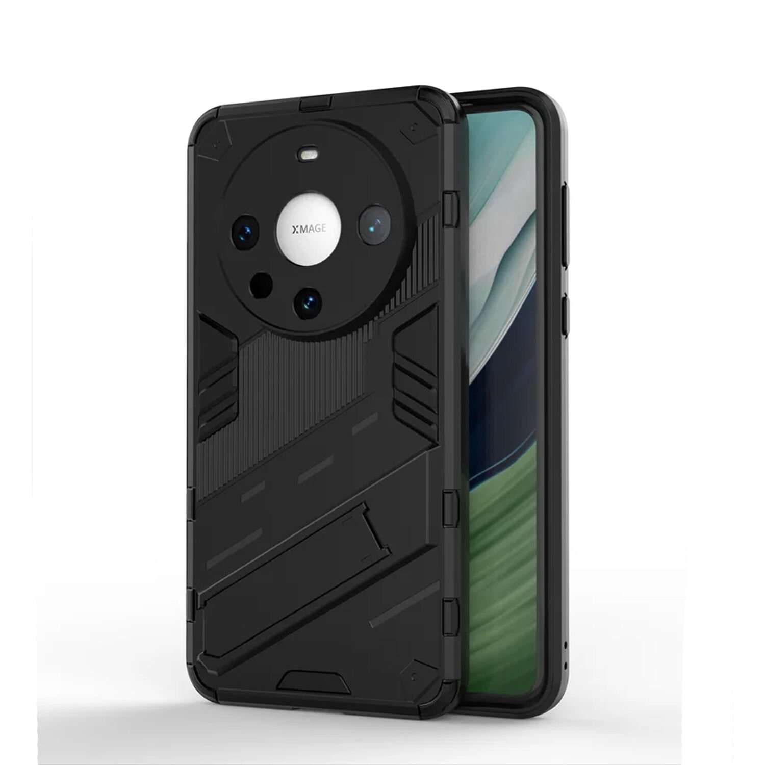 Microcase Huawei Mate 60 Pro Plus Matrix Serisi Armor Standlı Perfect Koruma Kılıf - Siyah AL3416