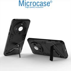 Microcase Huawei Mate 60 Pro Plus Matrix Serisi Armor Standlı Perfect Koruma Kılıf - Siyah AL3416