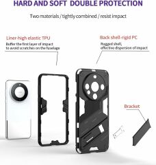 Microcase Huawei Mate 60 Pro Plus Matrix Serisi Armor Standlı Perfect Koruma Kılıf - Siyah AL3416