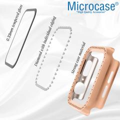 Microcase Apple Watch 7 41mm Elmas Taş Camlı Rubber Kılıf - Gold