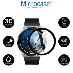 Microcase Huawei Watch GT3 Pro 46 mm Tam Kaplayan Kavisli Ekran Koruyucu 3D Pet Film - Siyah