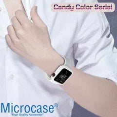 Microcase Apple Watch Serie 4 - 5 44 mm Candy Color Serisi Silikon Kılıf - Beyaz MC1403