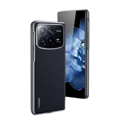 Microcase Xiaomi Mi Mix Fold 4 için Deri Desenli Plastik Koruma Kılıf - AL3156 Siyah