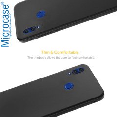 Microcase Huawei Honor 8C Elektrocase Serisi Silikon Kılıf - Siyah + Tam Kaplayan Çerçeveli Cam