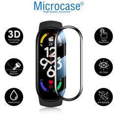 Microcase Xiaomi Mi Band 7 Tam Kaplayan Kavisli Ekran Koruyucu 3D Pet Film - Siyah