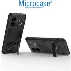 Microcase Realme GT3 Matrix Serisi Armor Standlı Perfect Koruma Kılıf - Siyah AL3416
