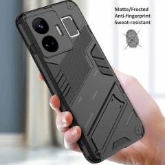 Microcase Realme GT3 Matrix Serisi Armor Standlı Perfect Koruma Kılıf - Siyah AL3416