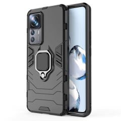 Microcase Xiaomi 12T / 12T Pro / K50 Ultra Batman Serisi Yüzük Standlı Armor Kılıf - Siyah AL3349