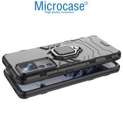 Microcase Xiaomi 12T / 12T Pro / K50 Ultra Batman Serisi Yüzük Standlı Armor Kılıf - Siyah AL3349