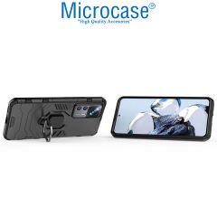 Microcase Xiaomi 12T / 12T Pro / K50 Ultra Batman Serisi Yüzük Standlı Armor Kılıf - Siyah AL3349