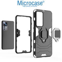 Microcase Xiaomi 12T / 12T Pro / K50 Ultra Batman Serisi Yüzük Standlı Armor Kılıf - Siyah AL3349
