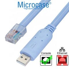 Microcase 1.8mt USB 2.0 Cisco Seri Yönlendirici USB'den RJ45'e Çeviren Konsol Kablosu Mavi AL3948