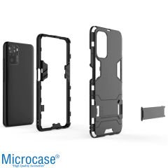 Microcase Xiaomi Redmi Note 10 Pro Alfa Armor Standlı Perfect Koruma Kılıf - Siyah