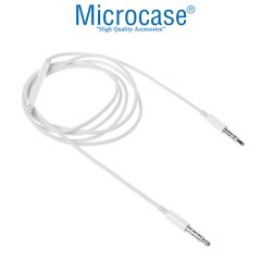 Microcase 3.5 mm Aux Audio Kablosu Ses Kontrol Özellikli 1 metre - Model No MH034 Beyaz