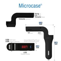 Microcase Bluetooth FM Transmitter Micro SD USB Girişli Araç Çakmaklık Kiti AL4022