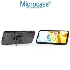 Microcase Xiaomi Poco M5 Batman Serisi Yüzük Standlı Armor Kılıf - Siyah AL3349