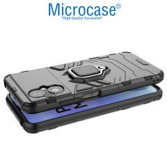 Microcase Xiaomi Poco M5 Batman Serisi Yüzük Standlı Armor Kılıf - Siyah AL3349