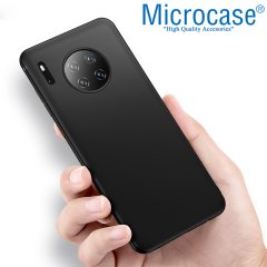 Microcase Huawei Mate 30 Elektrocase Serisi Silikon Kılıf - Siyah + Tam Kaplayan Çerçeveli Cam