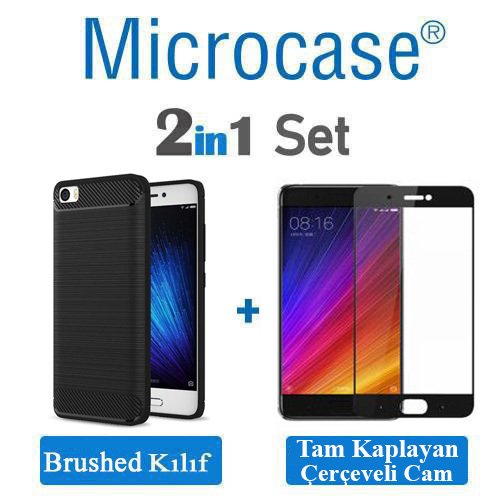 Microcase Xiaomi Mi 5s Brushed Carbon Silikon Kılıf+Tam Kaplar